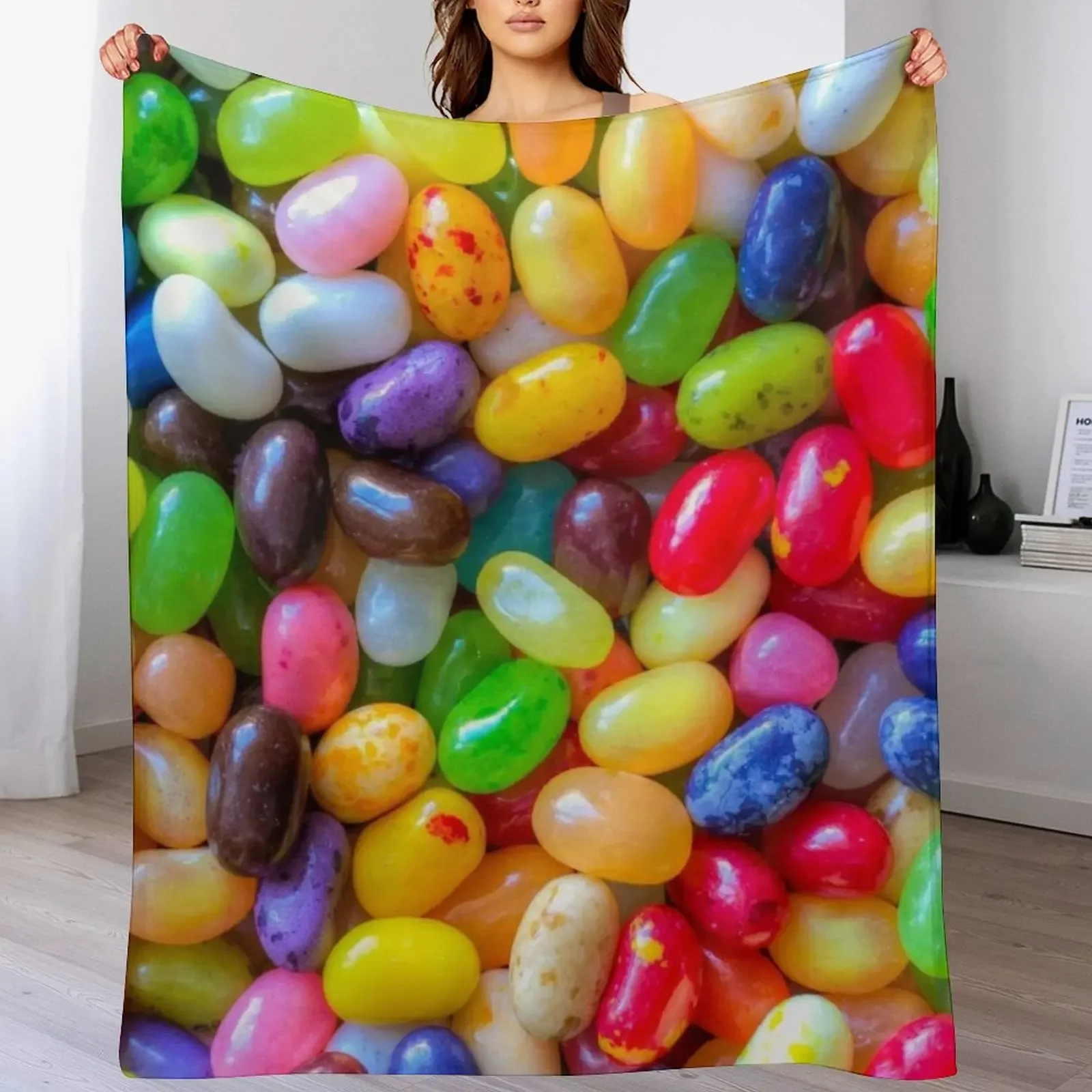 

Jelly Beans Throw Blanket Hairys Soft Flannel Soft Plush Plaid Blankets