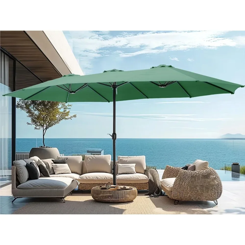 

Patio Umbrella, 15ft Large Patio Umbrellas with Base, Outdoor Double-Sided Rectangle Market Umbrellas, Patio Umbrella
