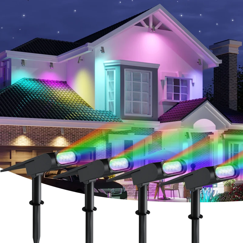 

Solar Spot Lights Outdoor, 12 Color Modes Landscape Light Waterproof IP67 With Remote, 2-in-1 Color Changing/Cool/Warm White Solar Lights Outdoor For Yard Trees Garden Pool(Multicolor, 2/4/6 Pack)