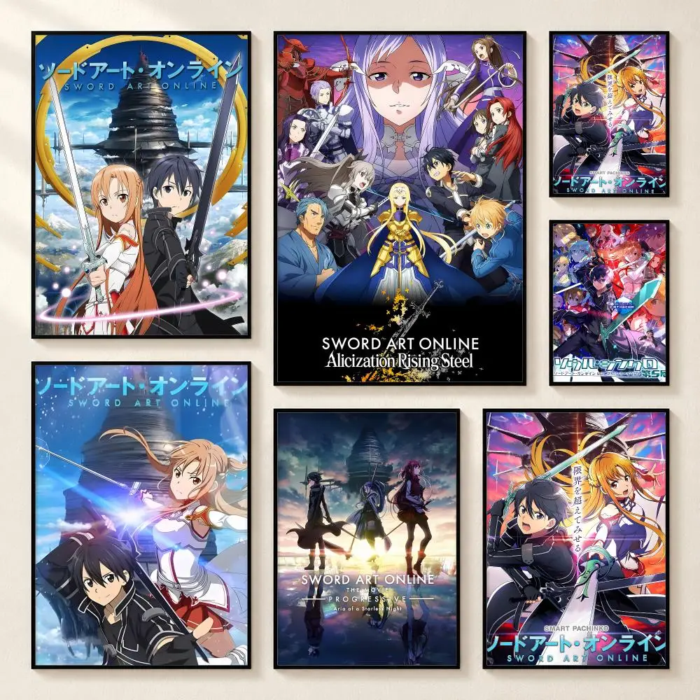 Anime Sword Art Online K-kirito Asuna Poster High-definition poster stickers, suitable for bedroom living home decoration