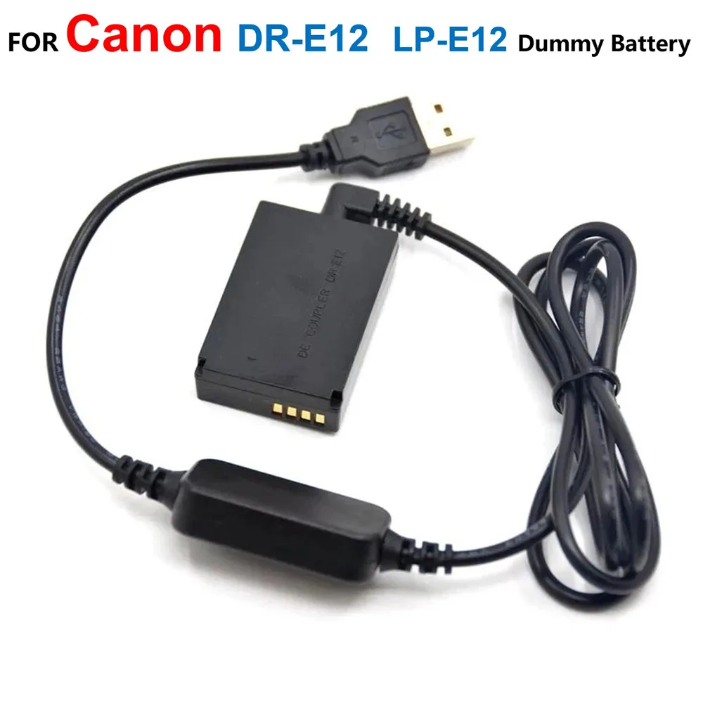 

DR-E12 Coupler LP-E12 Dummy Battery+5V USB Cable Adapter ACK-E12 Adapter Power Bank For Canon EOS M M2 M10 M50 M100 M200 Camera