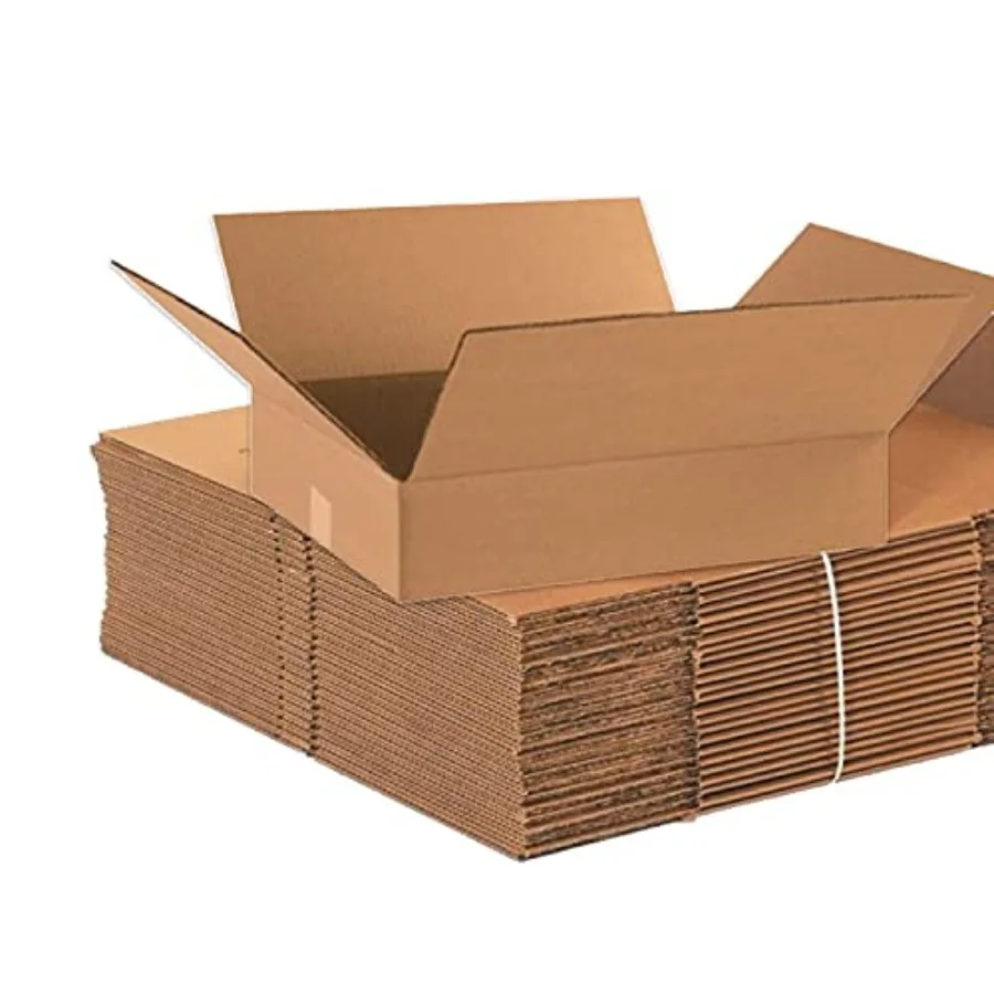 

18144 Flat Corrugated Cardboard Box 18" L x 14" W x 4" H, Kraft, For Shipping, Packing and Moving Pack of 25