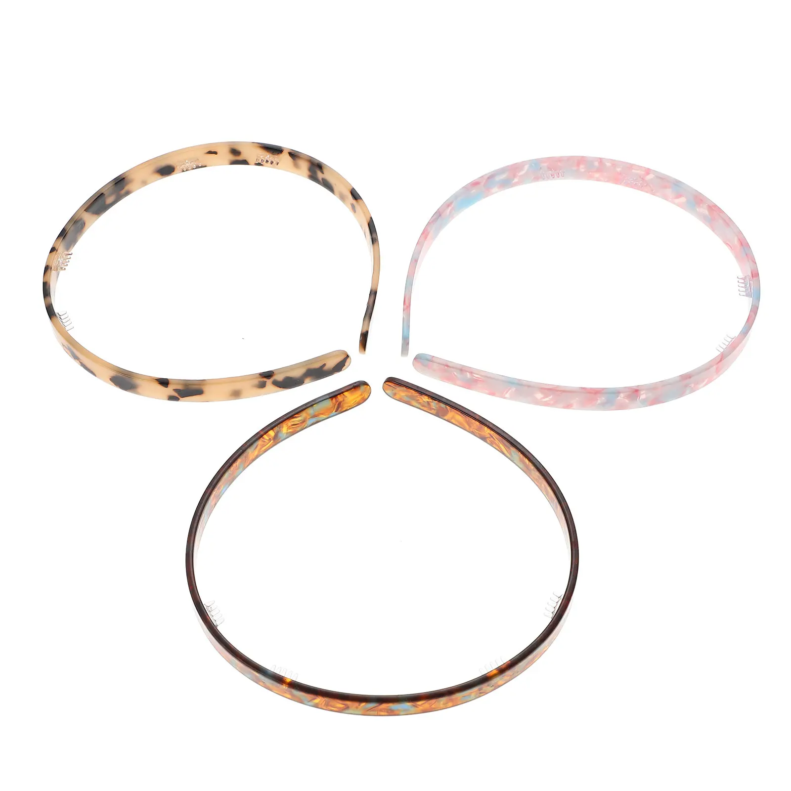 

3 Pcs Tortoiseshell Headbands Resin Hair Accessories Lightweight Women Elegant Blue Beige Green Cafe Colors Hair Decor