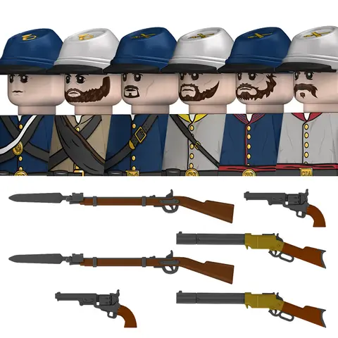 Military American Civil War Soldier Building Blocks Army Figures US Artillery Federal infantry cavalry Weapons Bricks Toys Kids