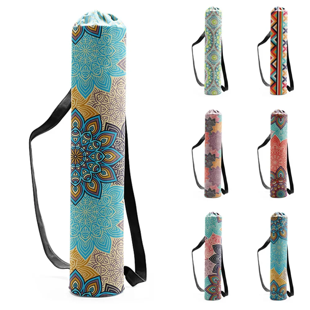 2022 Printed Canvas Drawstring Yoga Mat Bag - Portable Sports Fitness Bag for Women Men - Outdoor Pilates Fashion - NEW