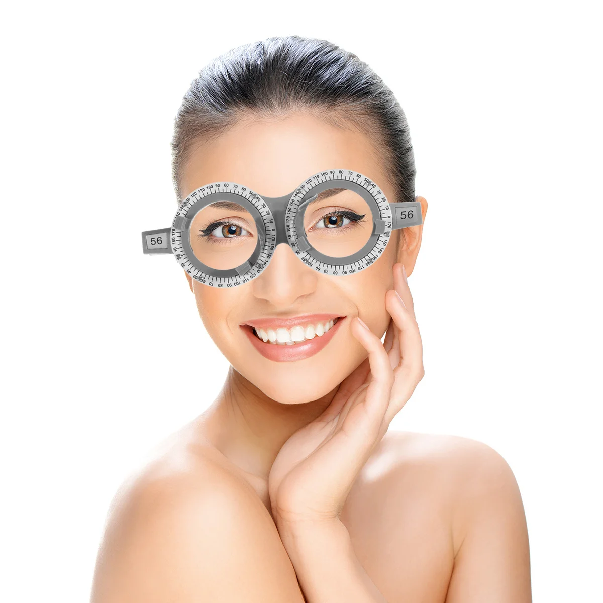 

Adjustable Optical Trial Lens Frame Pd 56 Lightweight Metal Plastic Telescopic Trial Legs Silicone Nose Rest Eye Optometry