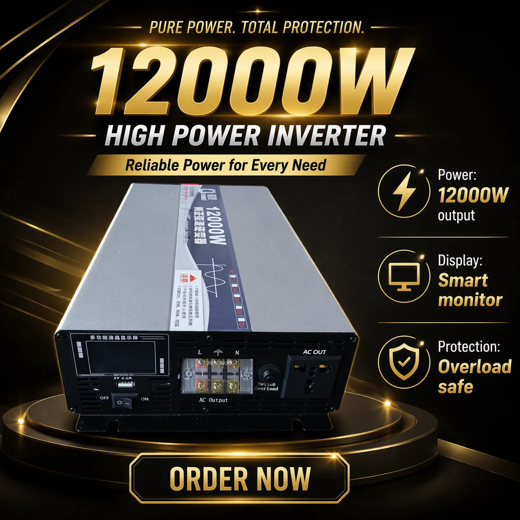 BYX Pure Sine Wave Single Output 12V/24V/48V/72V 110V/220V 12kW DC/AC Micro Inverter For Car Solar Use