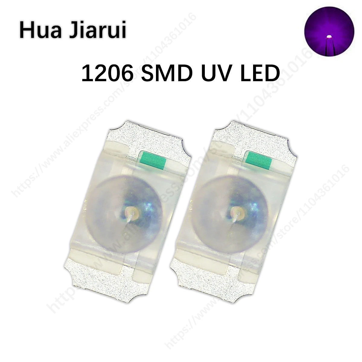 

1206 SMD UV LED 360-365-370nm Purple Light Beads, LED Diode for Curing Nail Dryer Disinfection