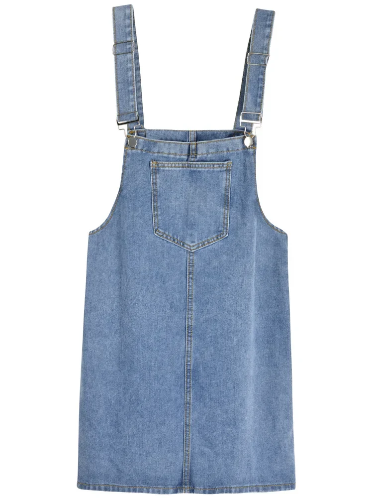 韓国風レトロルーズカジュアルデニムサスペンダードレス。 女性用ワンピースショートスカートの新しい秋のファッションデザイン