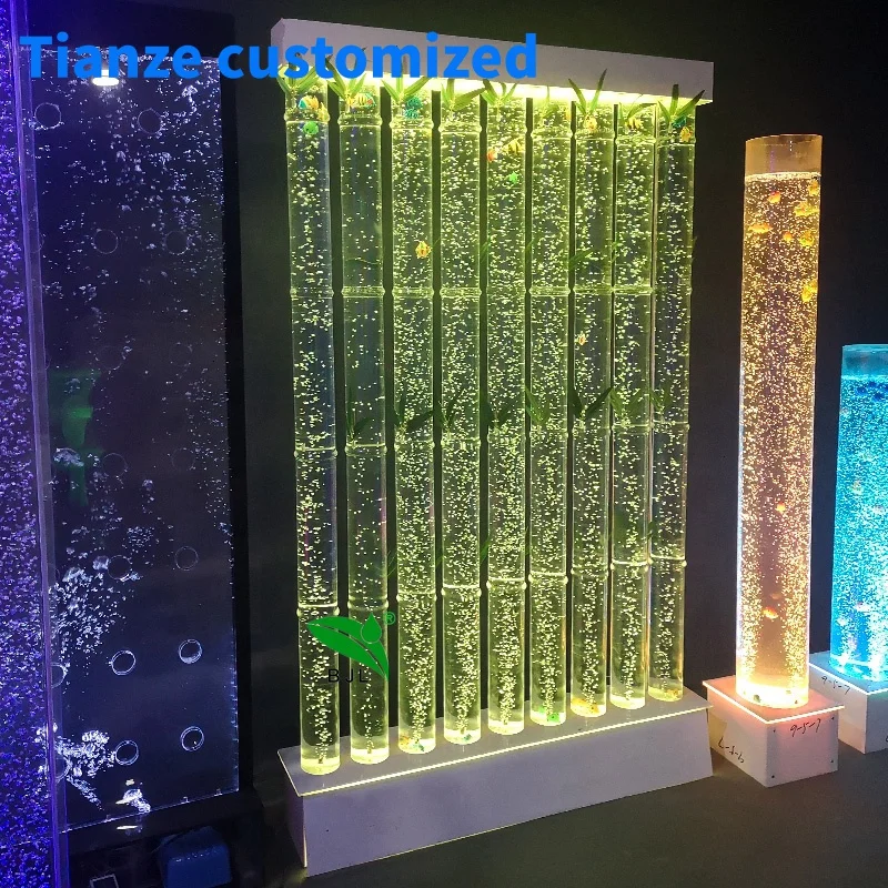 

(Customized) home room led glowing aquarium water bubble column wall lamp room divider screen