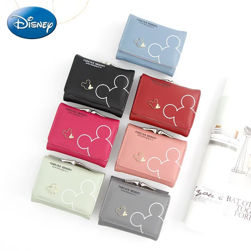 Disney Short Women's Iron Clip Purse Mickey Mouse Cute Hand Bag Iron Change Bank Card Money Clip Purses  Wallets  Wallet Women