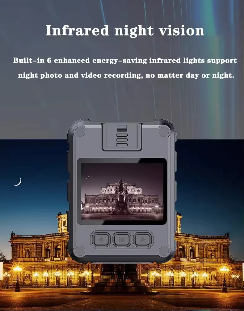 كاميرا فيديو 2K يتم ارتداؤها على الجسم مع بطارية 10HR IR Cut رؤية ليلية تلقائية لتسجيل الصوت والفيديو كاميرا يمكن حملها بالجسم مقاومة للماء #3