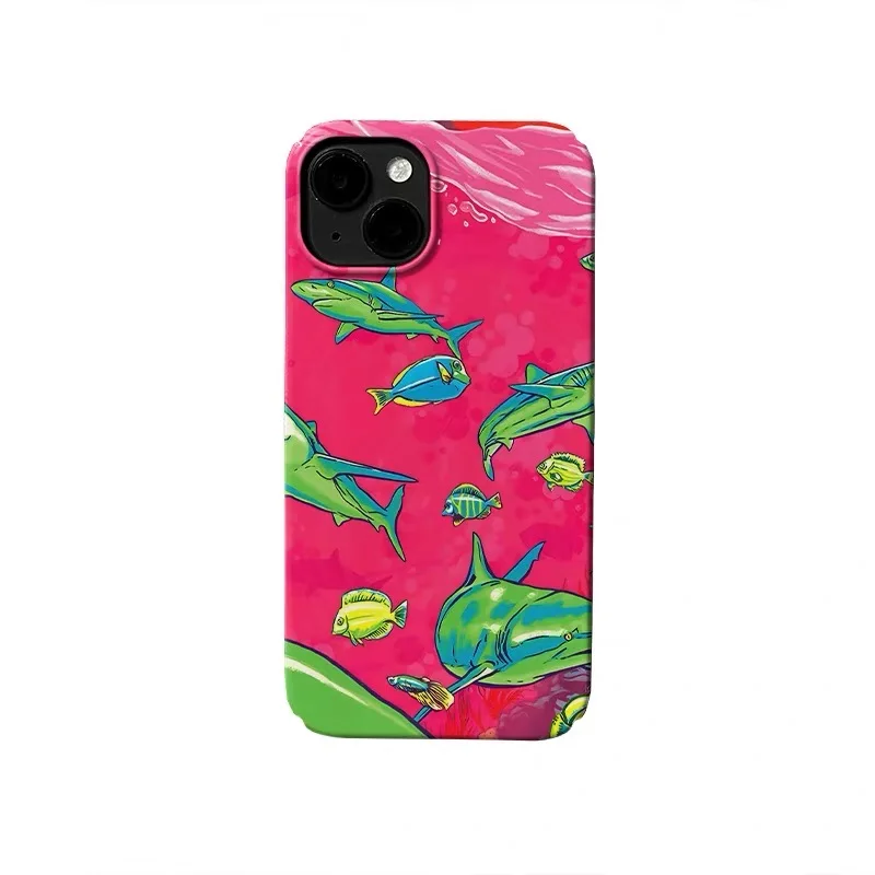 

Ins Red-bottomed Shark Phone Case for IPHONE 17 Air 16E 15 PROMAX 14 Plus 13 12 MINI 11 PRO 16Plus XR XS MAX Acrylic Phone Cover