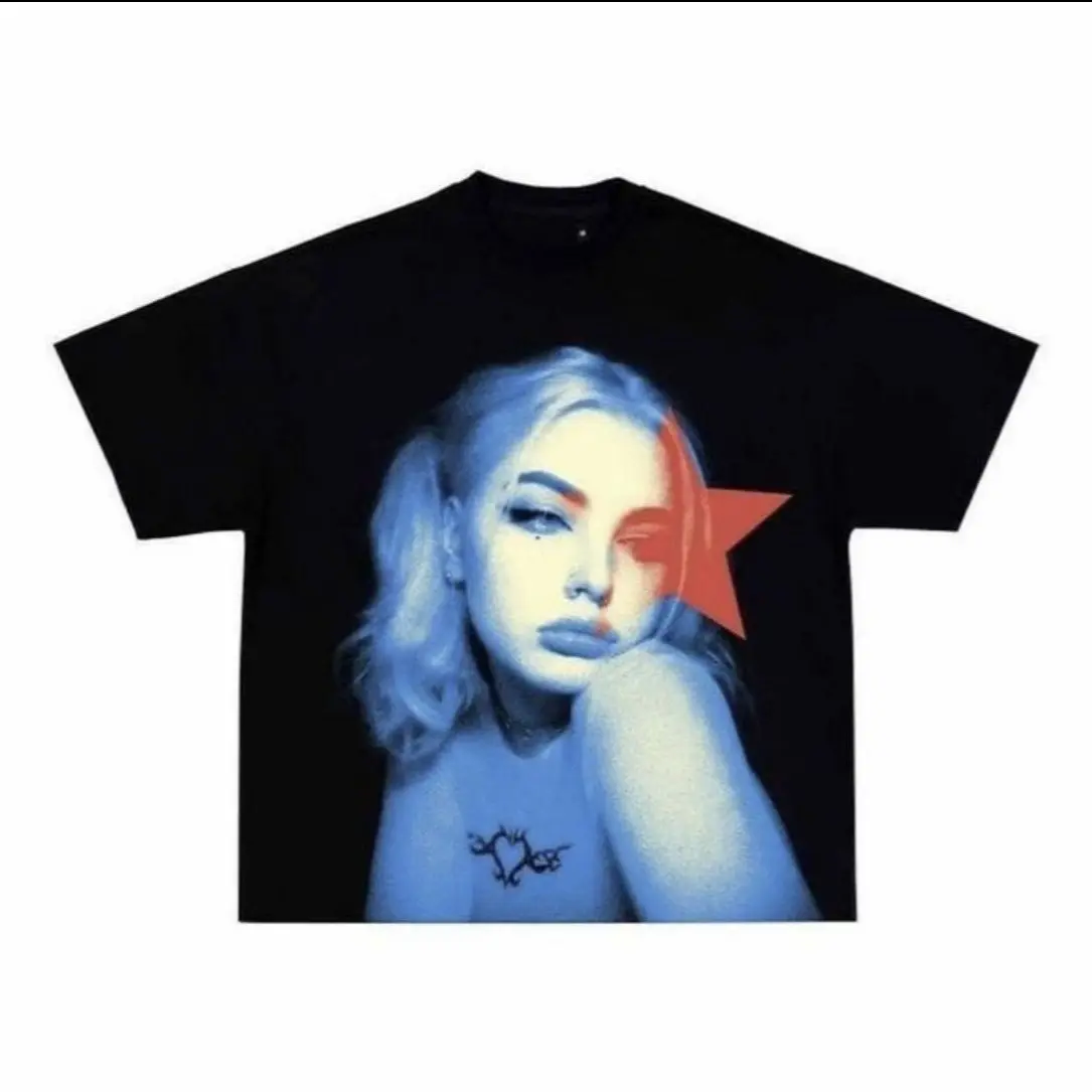 Summer Cotton Loose-fitting T-shirt with A Printed Image of The Trendy 