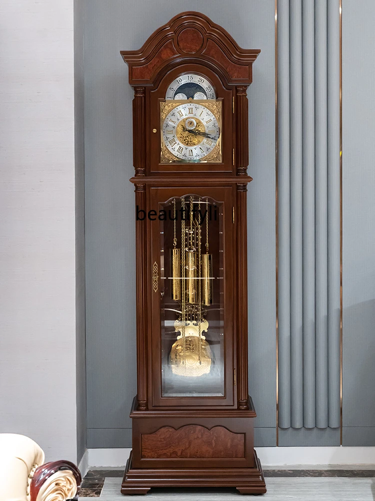 European floor clock German Hermle living room villa clock mechanical solid wood pendulum clock Chinese retro