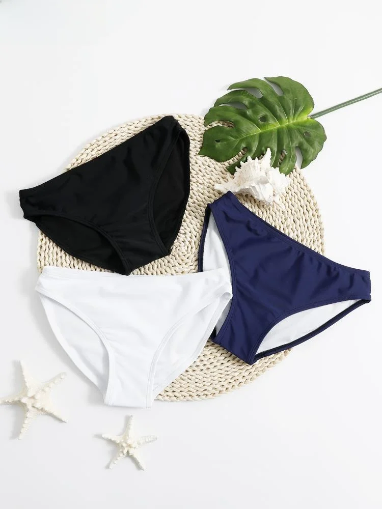 

New Women's Bikini Bottoms Swimming Suits Professional Inner Pants Black White Anti-Light Pants Summer Swimwear