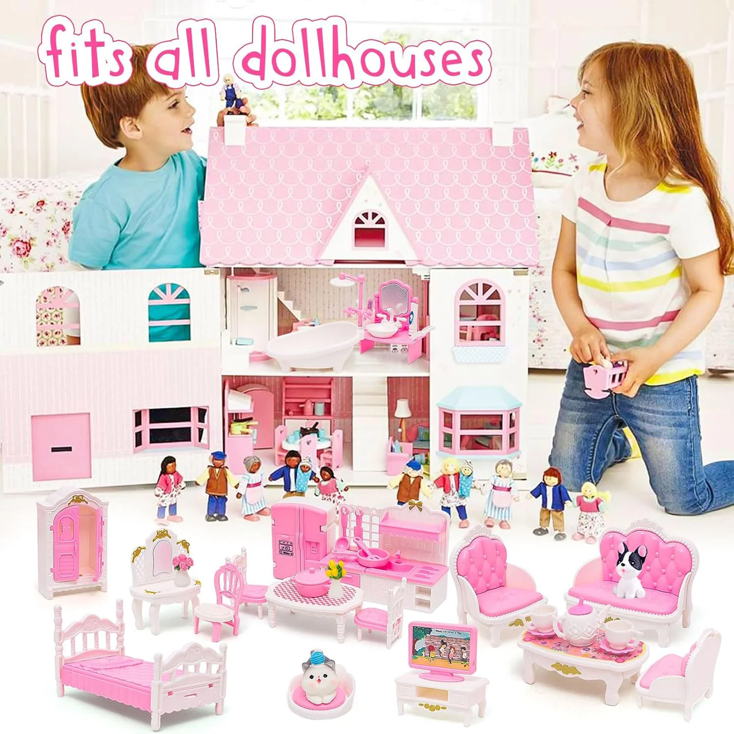 รถขายไอศกรีมบ้านตุ๊กตาขนาด 1:12 เตียงเด็กจำลองฉากจิ๋ว รถขนมหวาน เตียงสองชั้น ห้องน้ำ ห้องครัว ของเล่นสำหรับเด็กผู้หญิง