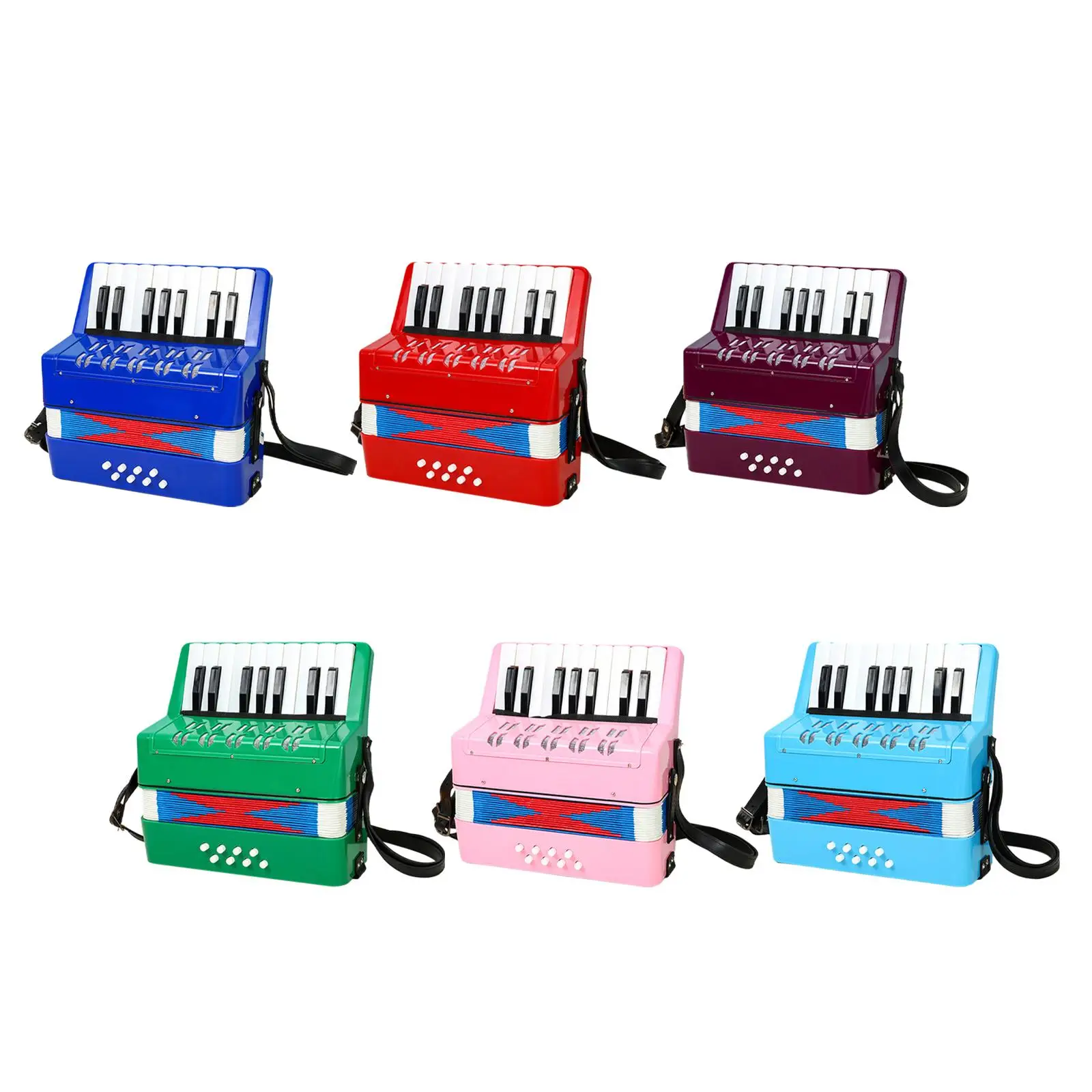 17 Keys 8 Bass Piano Accordion Musical Instrument with Adjustable Strap for Birthday Gift