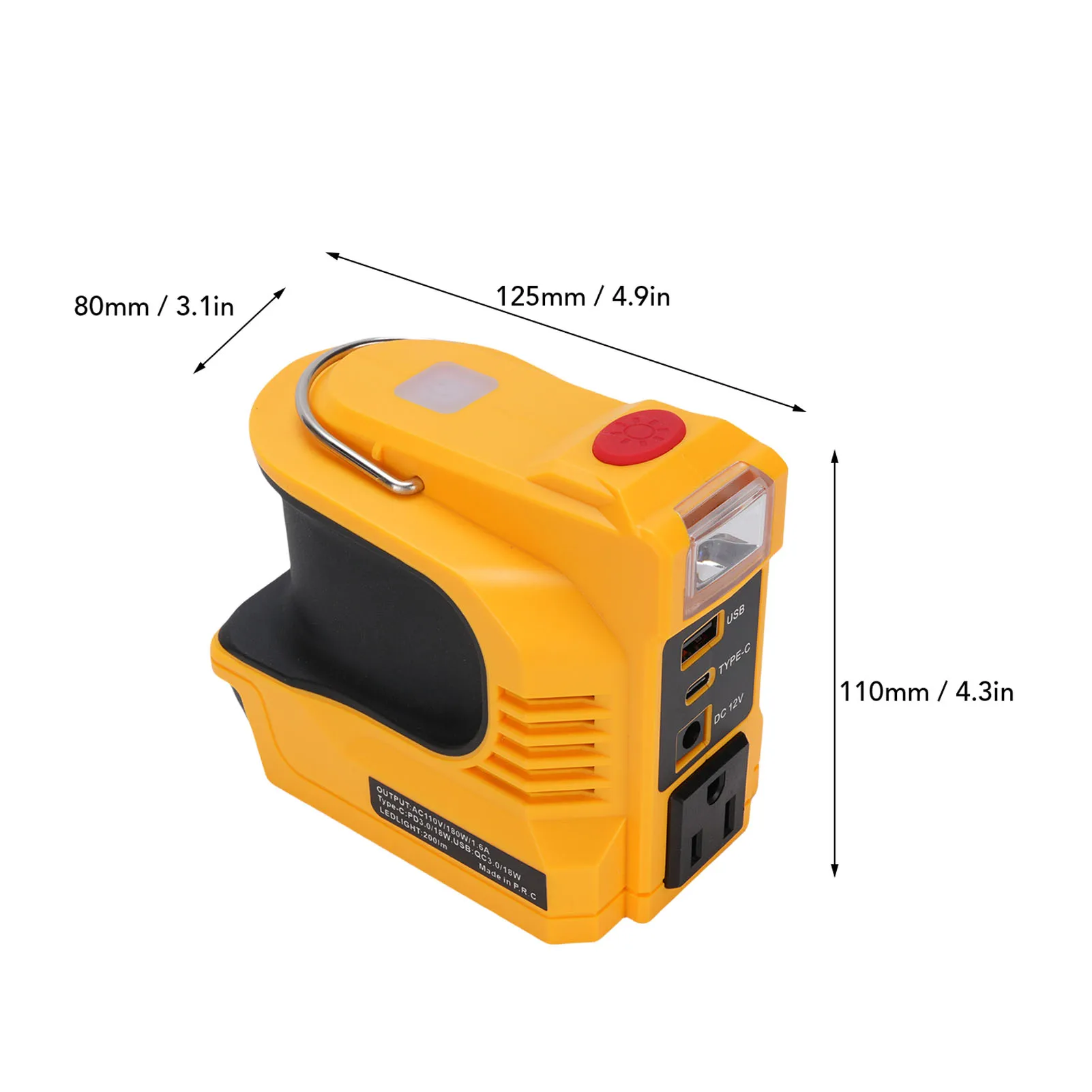 180 واط المحمولة العاكس محول ل DCB204 DCB200 DCB203 18 فولت 20 فولت بطارية ليثيوم USB نوع C التيار المتناوب الناتج البطارية العاكس محول #5