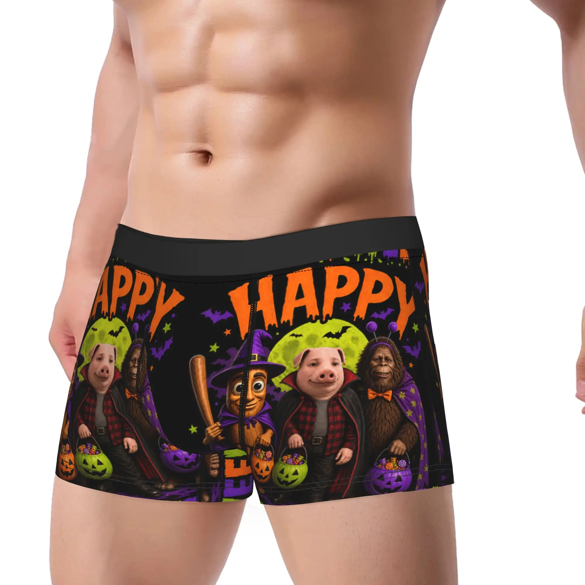 Happy Halloween Tung Tung John Pork Bigfoot Brainrot Meme Underwear Shorts Briefs Soft Boxer Shorts Design Plus Size Underpants
