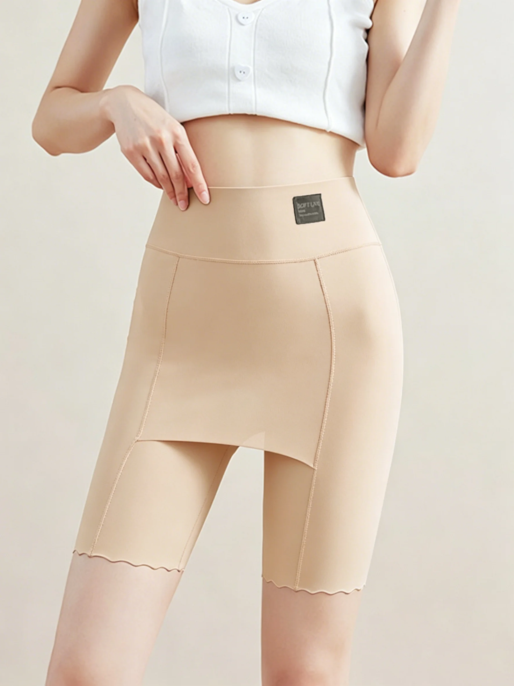Women's Modest Crotch Cover Safety Shorts, Ice Silk Anti Embarrassment Slip Shorts, High Waist Tummy Control Leggings - view 3