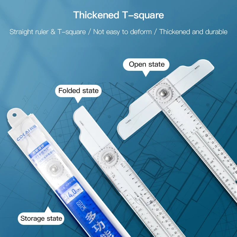 

Прозрачная Т-образная линейка 60 мм для студентов, офиса, школы, канцелярских принадлежностей, инструмент для измерения углов, черчения, пластиковая, вращающаяся, складная линейка