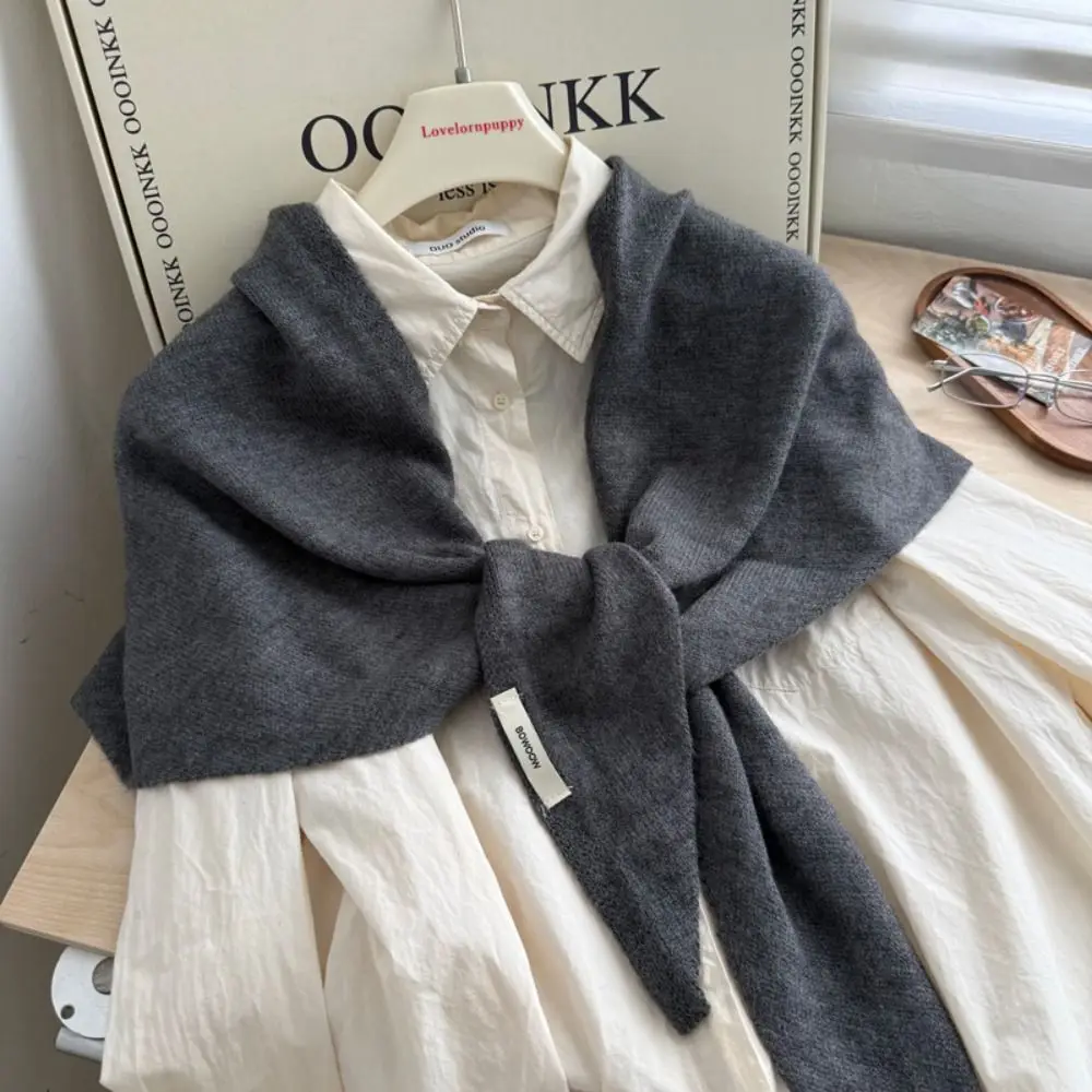 

Модный шерстяной шарф для отдыха, утолщенный треугольный шарф, мягкий вязаный вязаный шарф, женская одежда