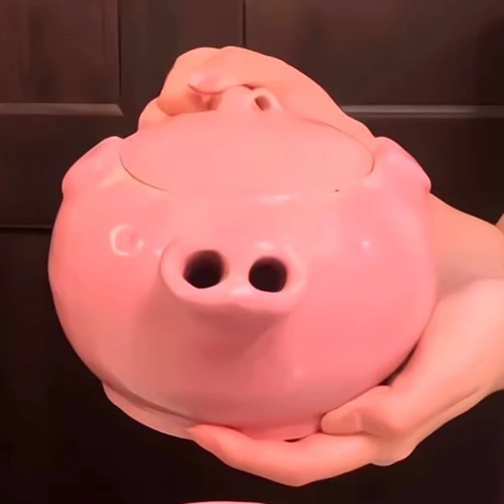 

Cute Ceramic Pig Tea Pot with Pig Nose Flowing Water Design High-temperature Resistant Large Capacity Teapot with Cup Teapots