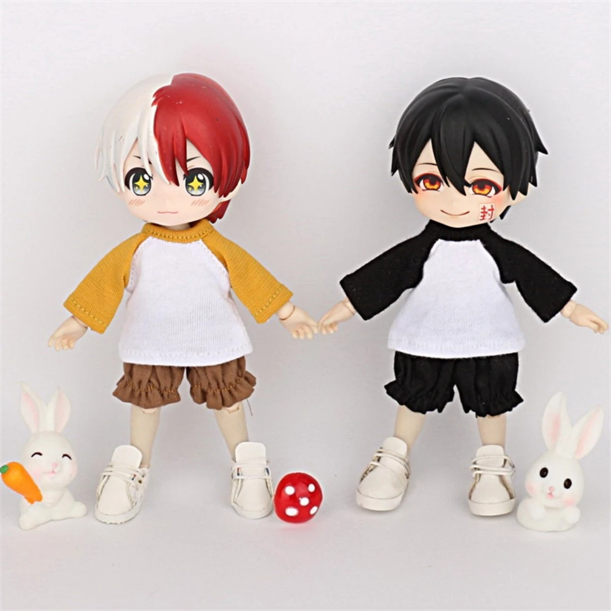 

For Ob11 Dolls Clothes Casual Long Sleeve Inner Wear Multicolor Color Block Tee Outfit Clothes for 1/12 BJD Doll Accessories
