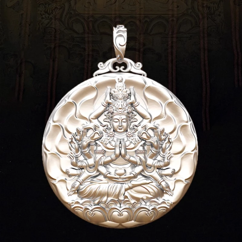 BOCAI S999 Sterling Silver Pendants for Women Men New Fashion Solid Thousand Handed  Avalokitesvara Amulet Jewelry Free Shipping