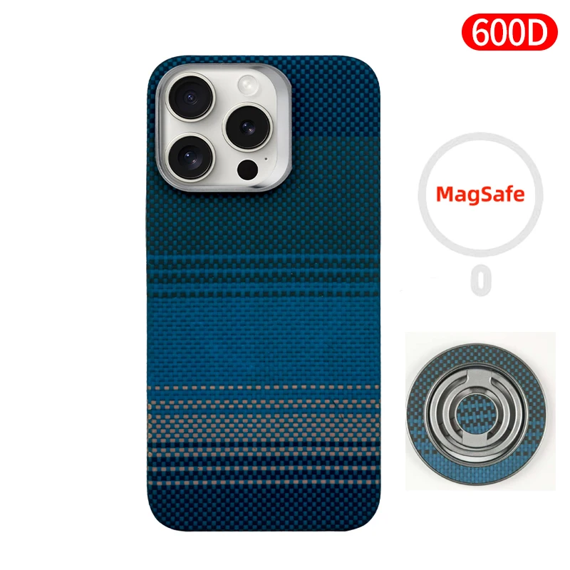 DIXSG Für iPhone 15 Pro Max/iPhone 15 Pro Carbon Hülle Kevlar 600D Aramidfaser ultradünne Hardcover magnetisch schwarz Schlank hellrot 5