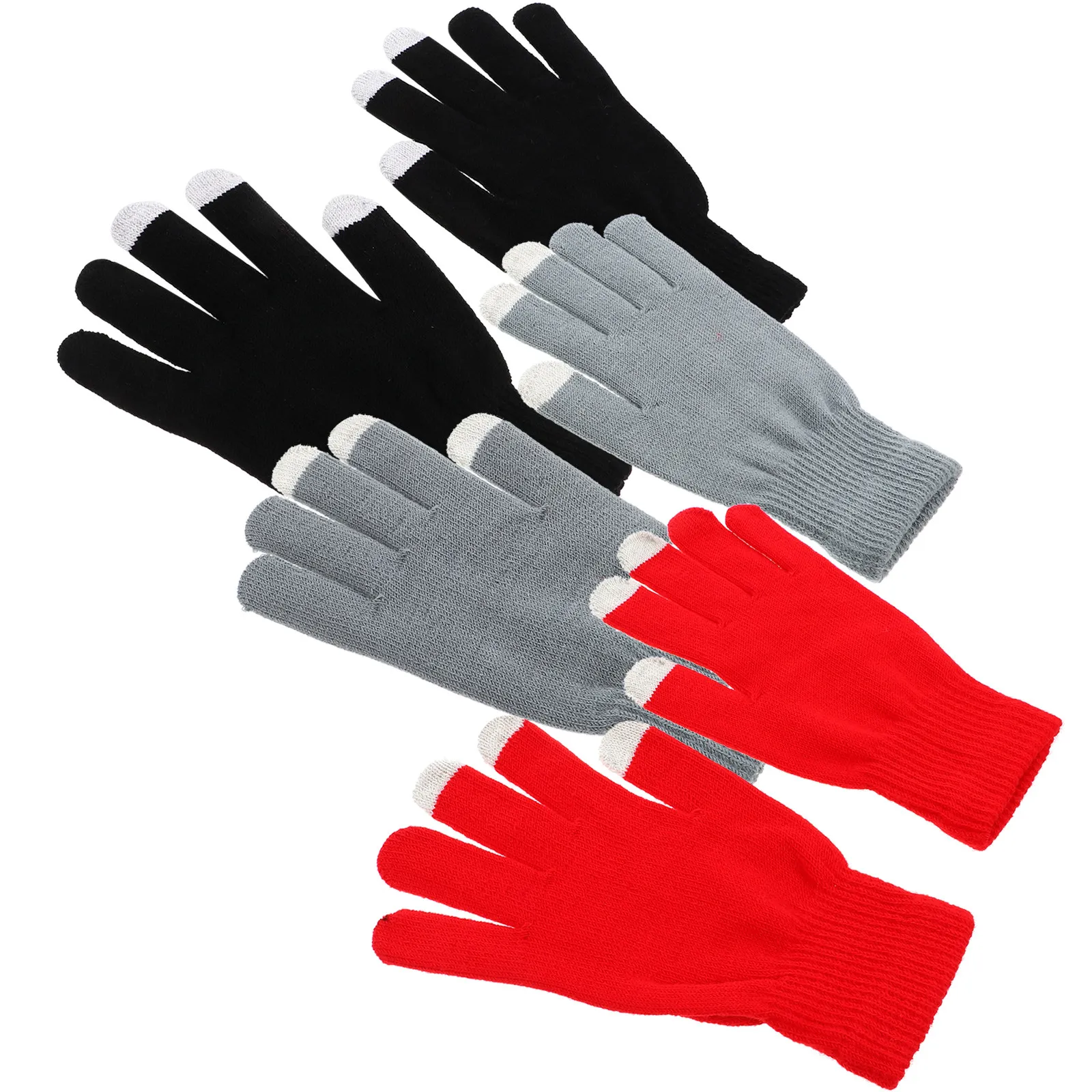 3Pairs Touch Screen Gloves Winter Outdoor Sports Gloves Waterproof Sweat Resistant Nonslip Grip for Skiing Snowmobiling Cycling