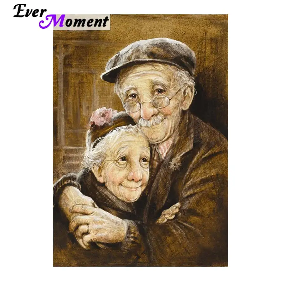 Ever Moment DIY Diamond Painting Warm Old Couples Hugging 5D Diamond Paint Eternal Love Sweet Home Family Full Craft ASF1017