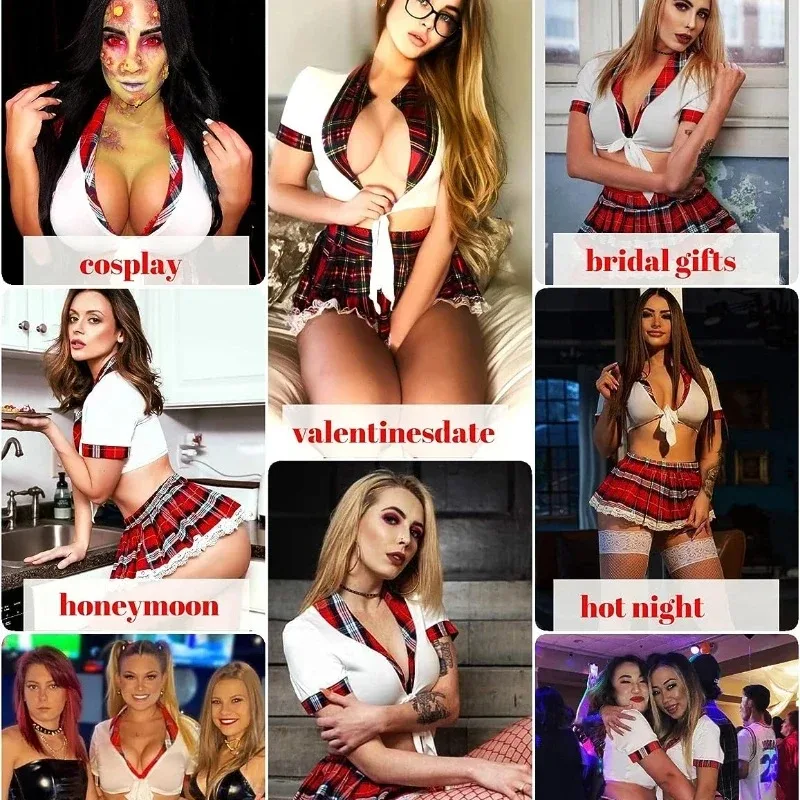 Sexy Lingerie Woman Cosplay Underwear Sexy Maid Dress Cosplay Uniform Porno Costume Women Babydoll Schoolgirl Erotic Dress Set