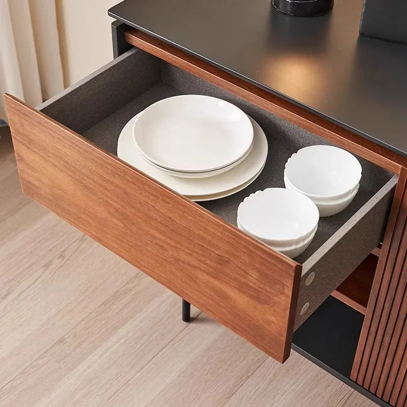 Italian light luxury dining side cabinet, high-end tea cabinet, simple modern retro Nordic locker, medium antique door cabinet