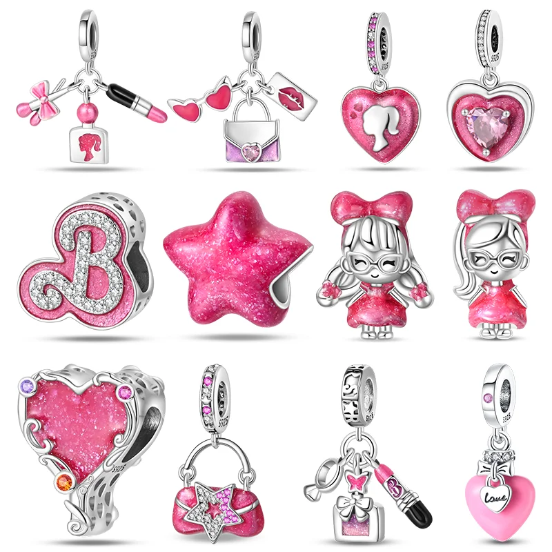 100 % 925 Silber Heißer Verkauf Rosa Serie Sterne & High Heels Charms Fit 925 Original Armbänder DIY Schmuck Machen Für Frauen geschenk – Detail 1