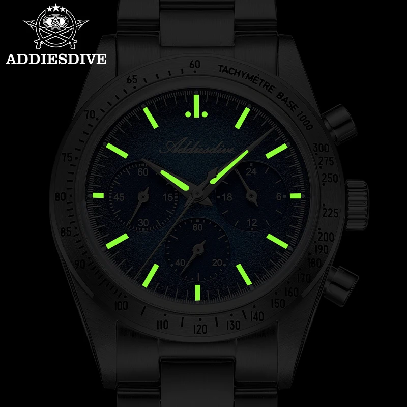 ADDIESDIVE AD2552 Japan 0S20 Chronograph Men's Quartz Watches Bubble Mirror Glass Stainless Steel Waterproof Relogios Masculino
