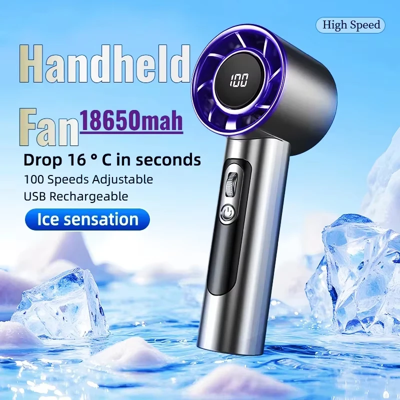 

Mini Handheld Portable Fan R2 Wind Speed Adjustable USB Charging Mini Outdoor Portable Turbo Long-lasting Battery High Speed Fan