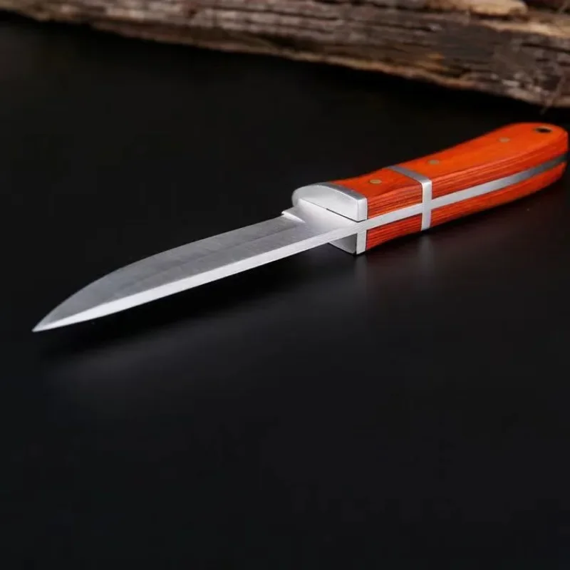 redwood handle outdoor tactical knife,EDC outdoor camping straight knife,mountaineering adventure self-defense survival knife