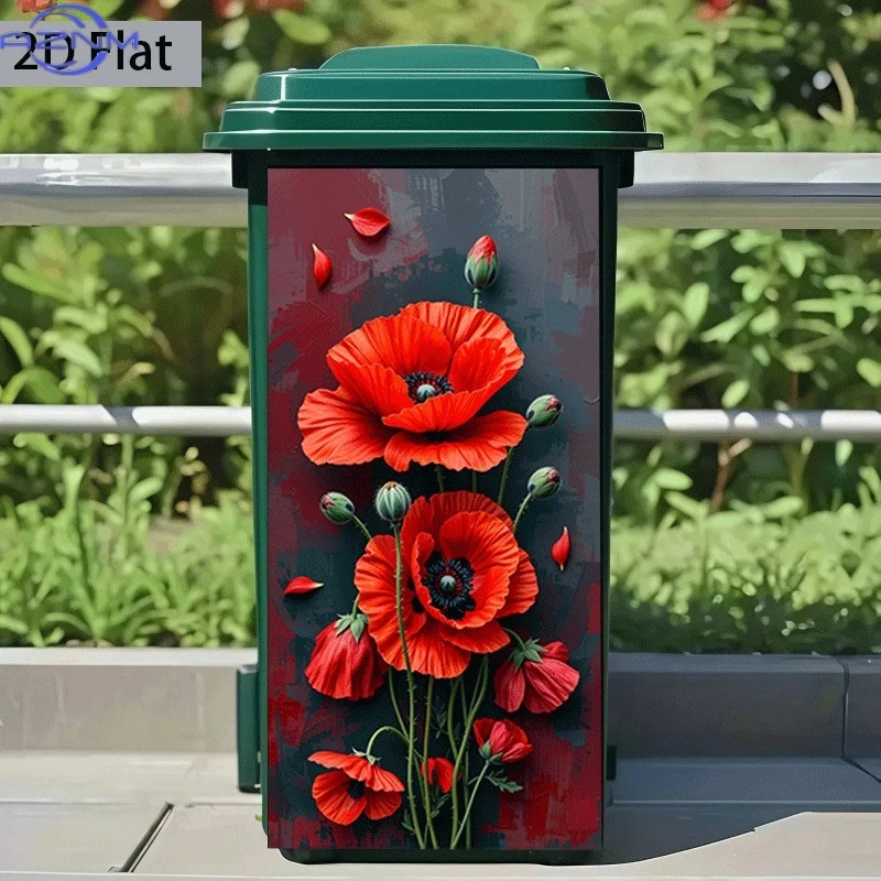 2D Flat Printing 1pc Trash Can Sticker 37×82cm 
