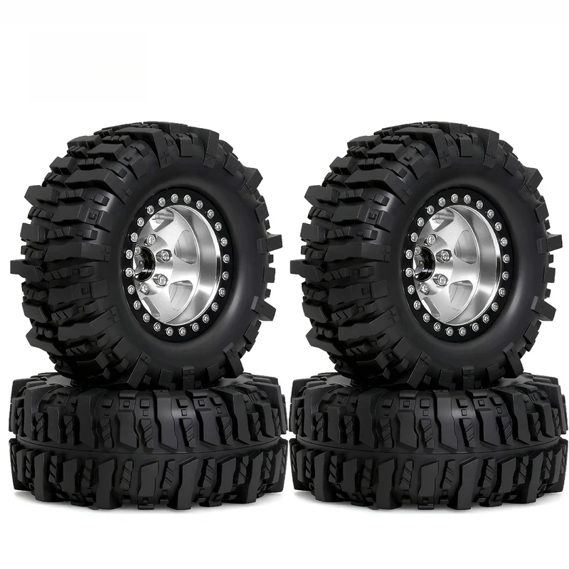 

4Pcs Metal 1.9 Beadlock Wheel Rim Tires Set for 1/10 RC Crawler Car Axial SCX10 III AXI03007 90046 TRX-4 Redcat GEN 8