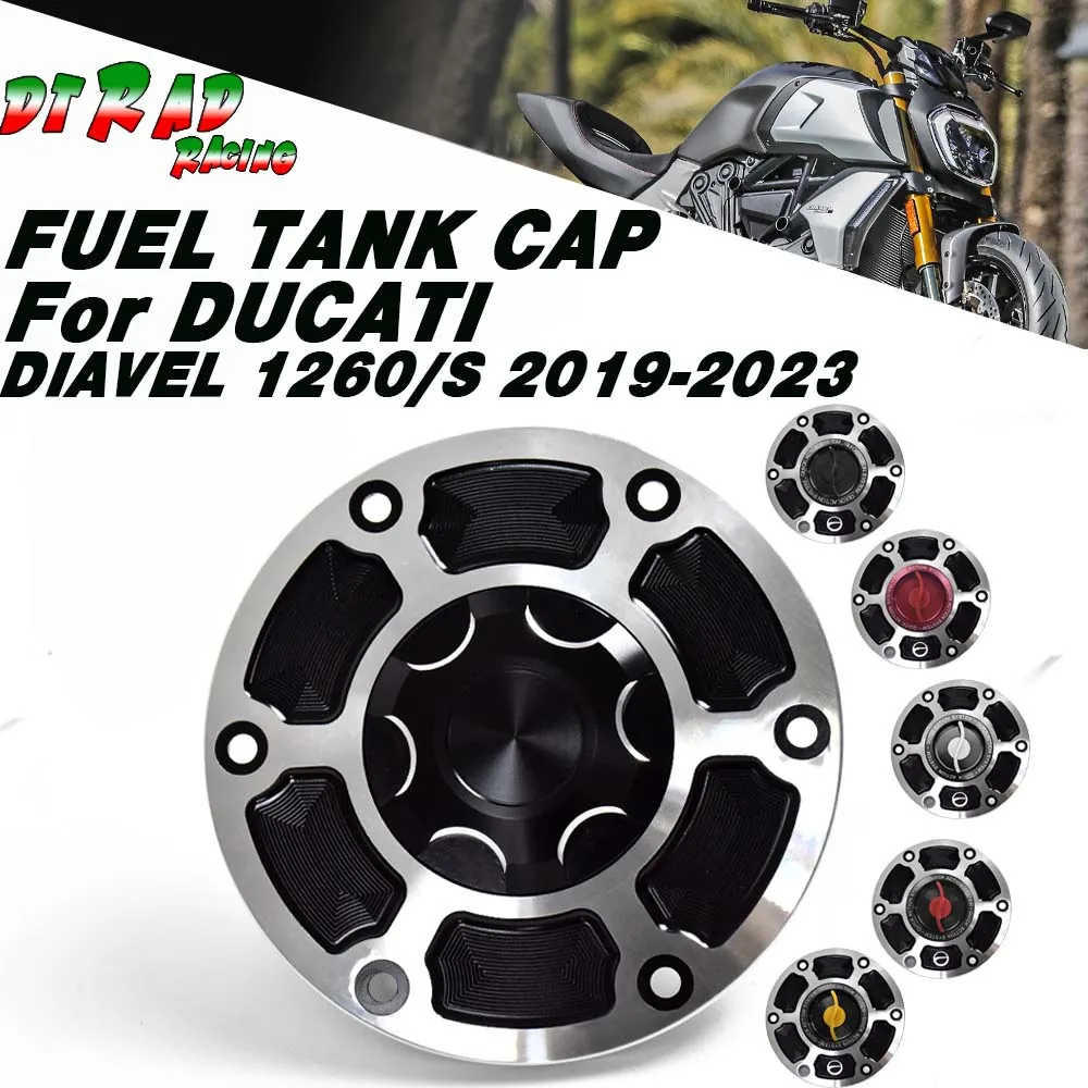 

For DUCATI DIAVEL 1260/S 2019-2023 CNC Keyless Racing Quick Release Black Silver Fuel Tank Cap Motorcycle Oil Plug Airbox Cover
