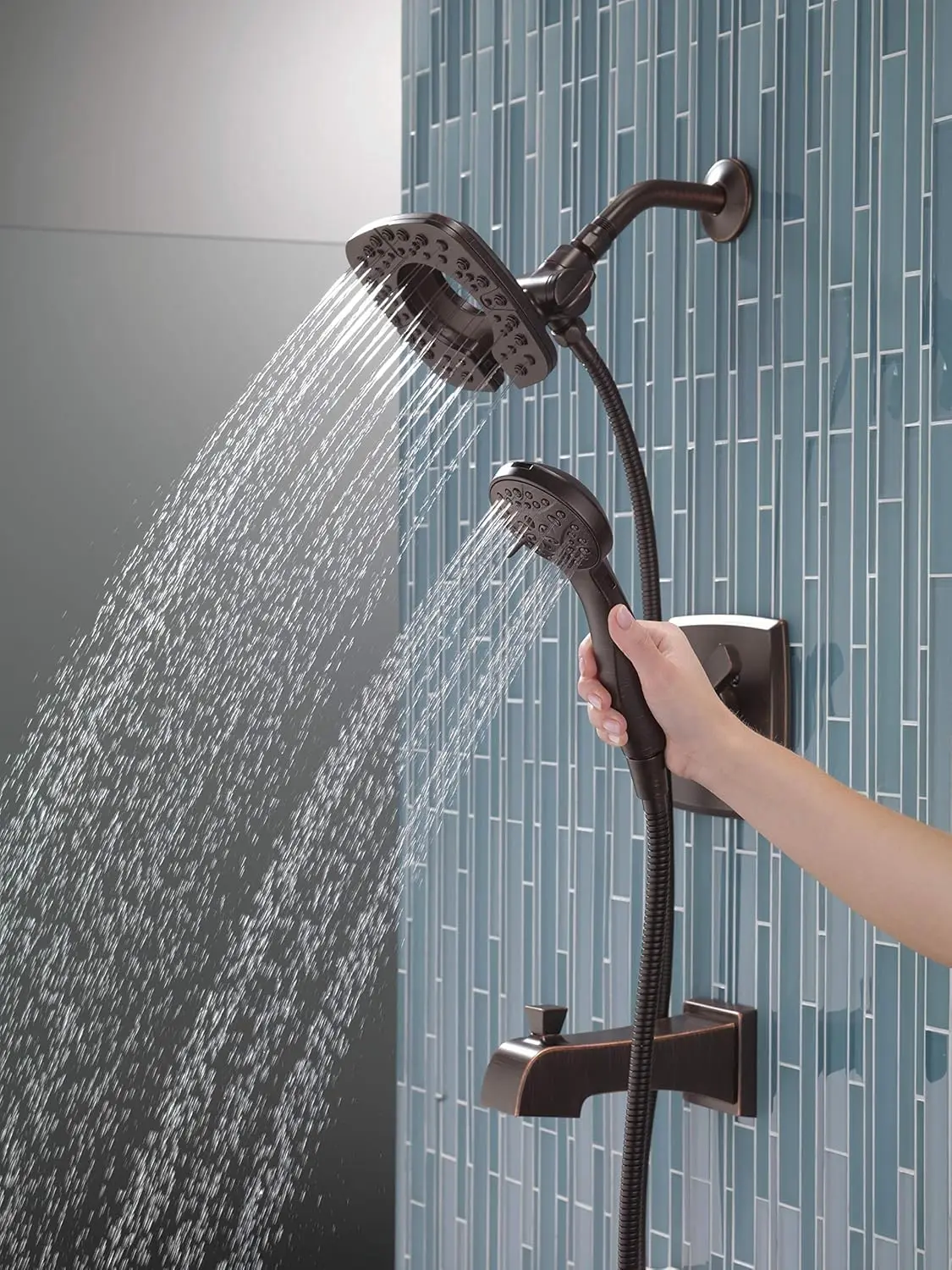 Faucet Ashlyn 17 Series Dual-Function Tub and Shower Trim Kit with 2-Spray Touch-Clean In2ition 2-in-1 Hand Held Shower Head