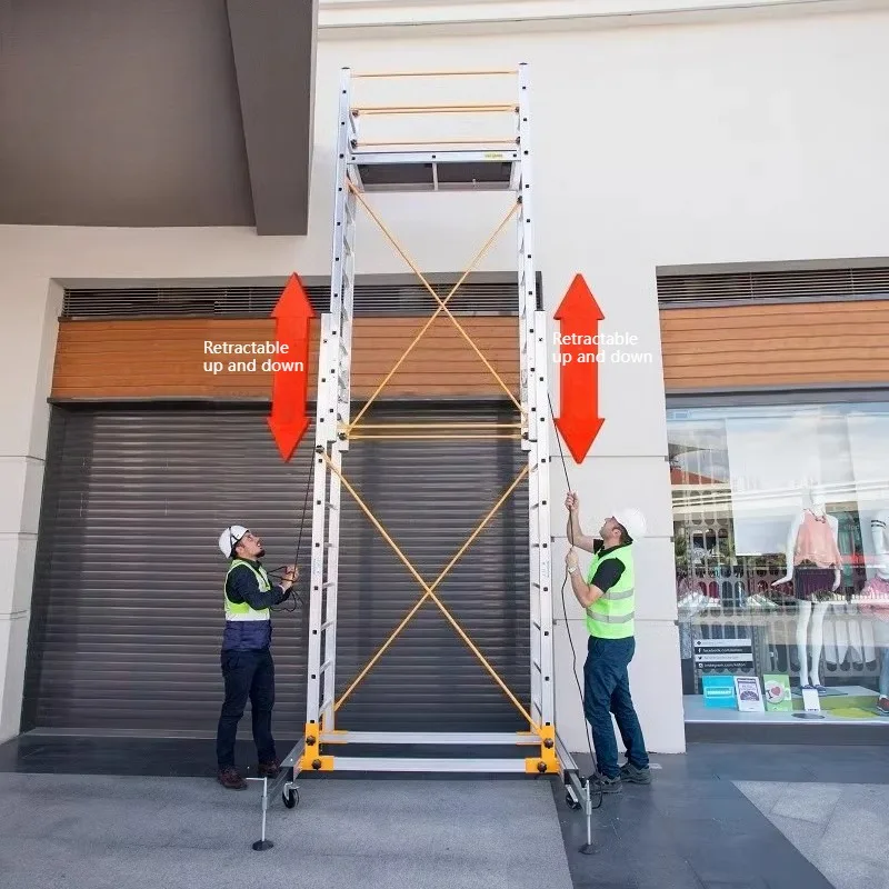 Aluminum alloy scaffolding folding mobile climbing aerial work platform telescopic ladder