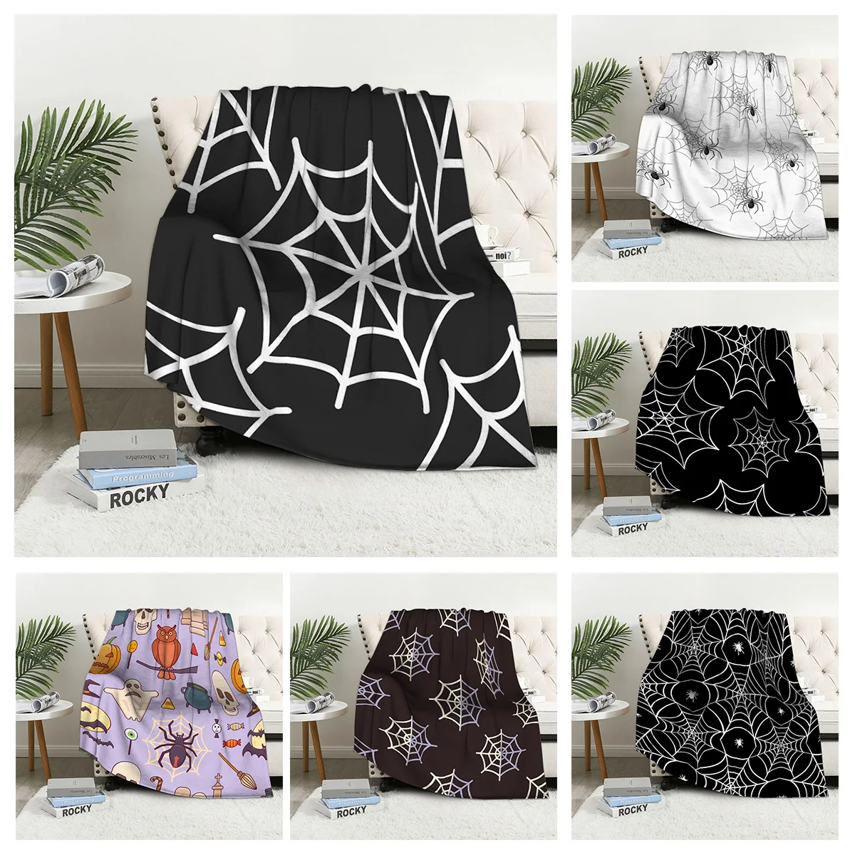 Home decoration plush Throw Sofa blanket Bedspread bed fluffy soft blankets decor Plaid Modern Halloween Autumn Pumpkin funny