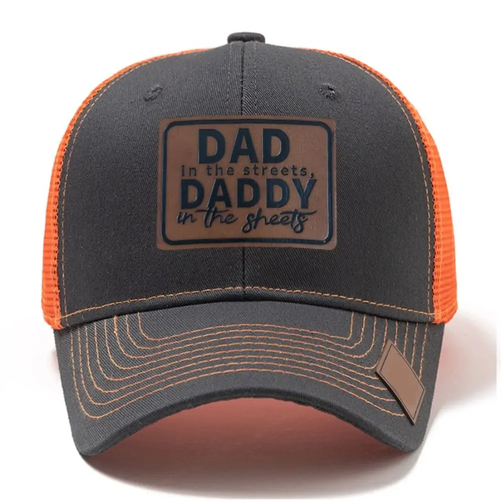 Lether Patch DAD Snapback Cap Casual Wear Adjustable DADDY Trucker Hat Sun Protection Mesh Net Baseball Cap Outdoor Sports