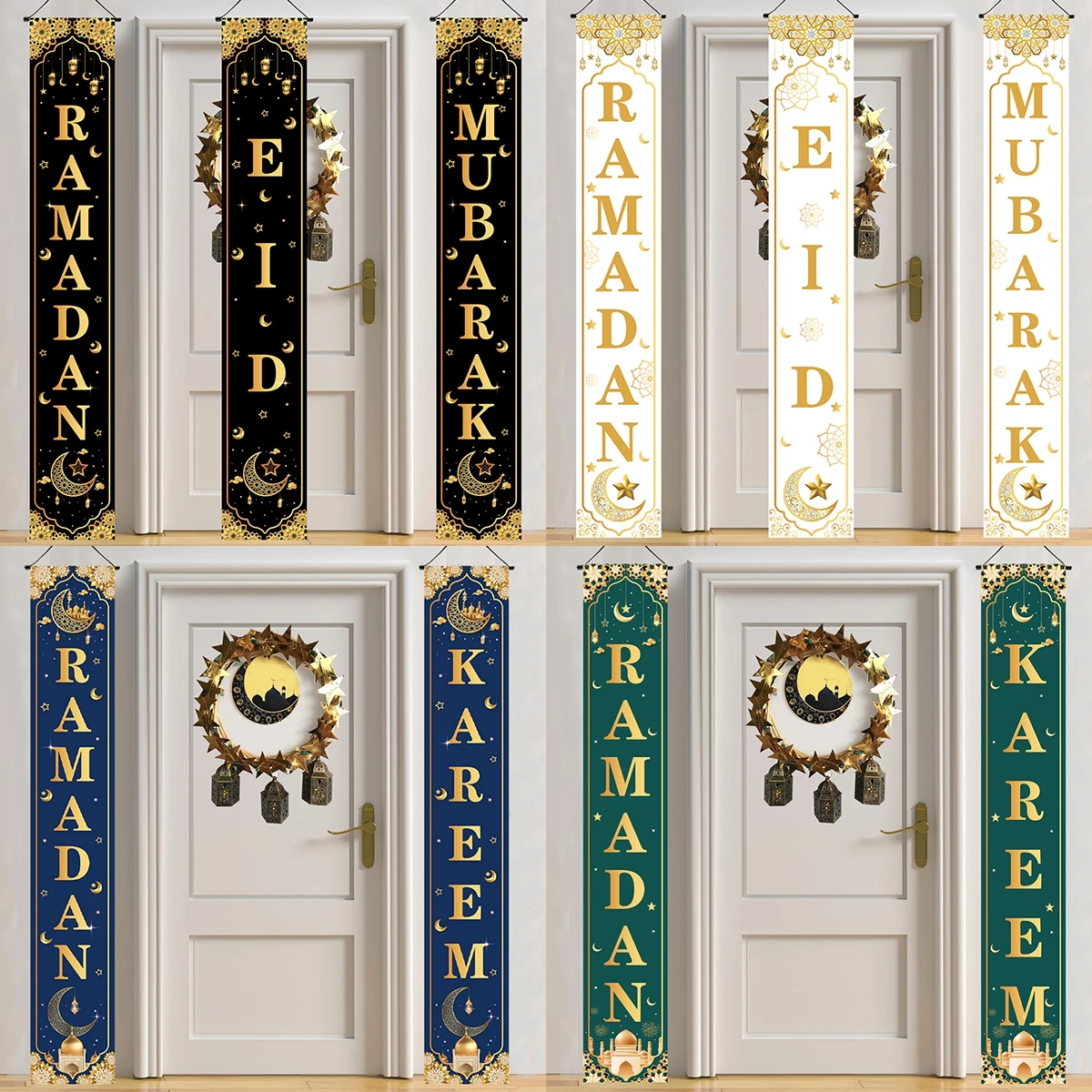 Ramadan Decoration 2025 Door Banner EID Mubarak Decor for Home Porch Banner Ramadan Kareem Islamic Muslim Party Eid Al-Fitr Gift