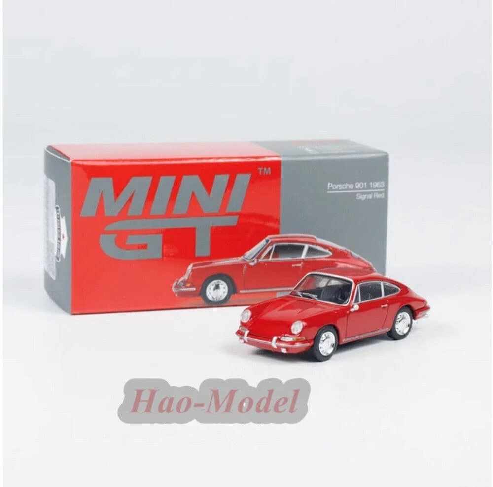 

MINIGT 1/64 для Porsche 911 901 1963, модель автомобиля, литой под давлением сплав, имитация игрушек, подарки на день рождения для мальчиков, хобби, дисплей, украшения, красный