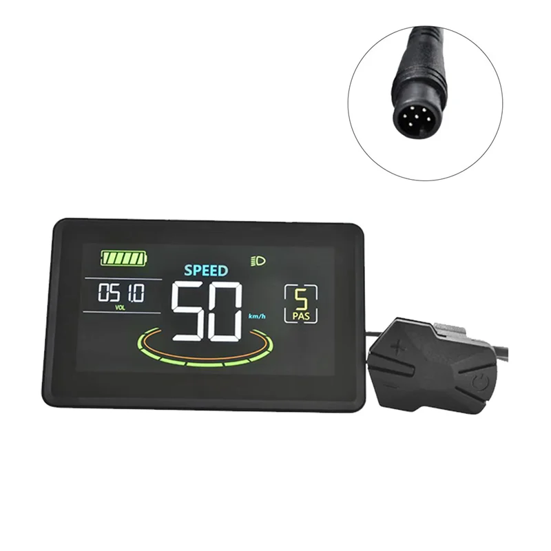 H6C meteran tampilan LCD sepeda elektrik, layar warna Panel LCD skuter 24 v-60 V E dengan USB UART untuk sepeda listrik (6pin)