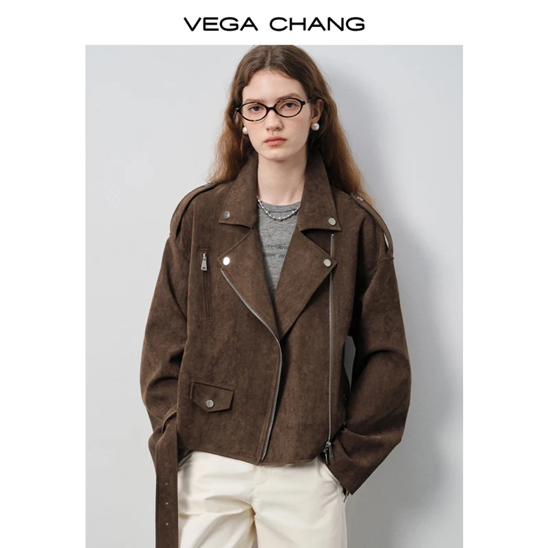 

Vega Chang Short Jacket for Women New Autumn and Winter Retro Faux Suede Lapel Loose Jacket